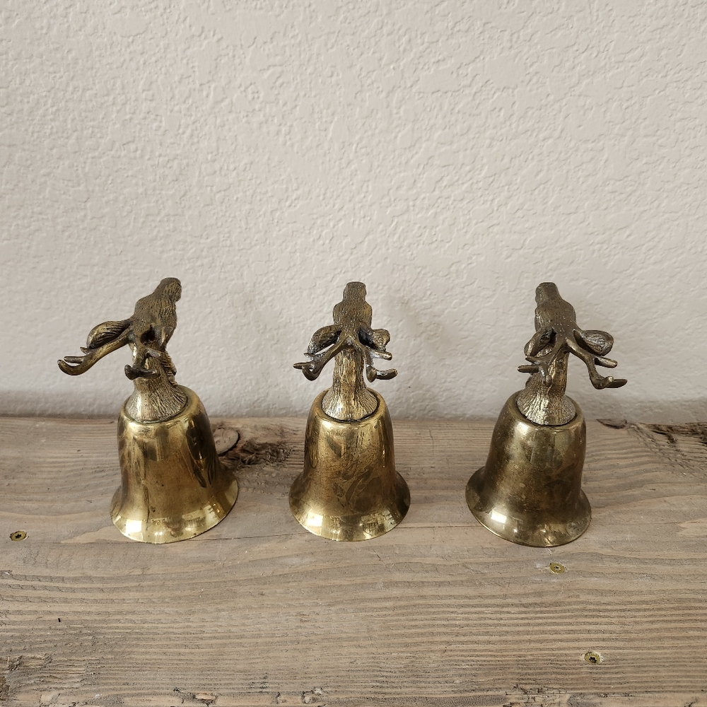 Set of 3 Vintage Early 20th Century German Silverplated Brass Deer Head Goblets - Picture 4 of 12